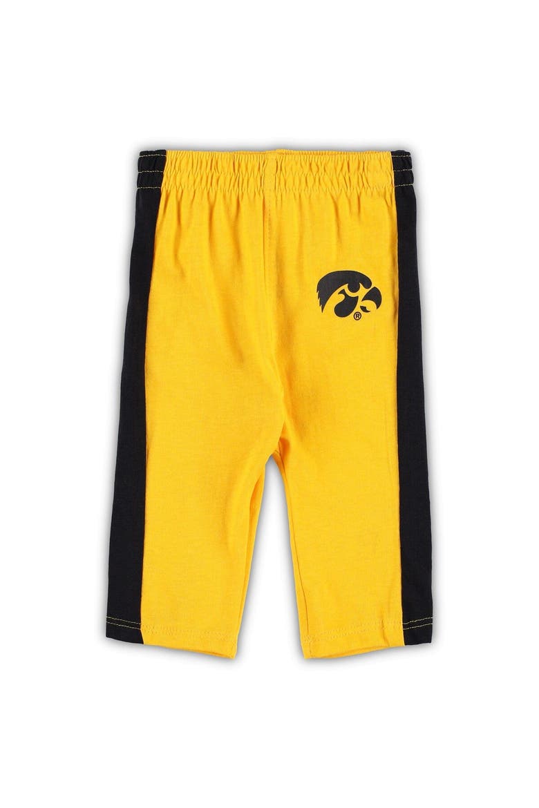 Newborn & Infant Black/Gold Iowa Hawkeyes Little Kicker Long Sleeve Bodysuit & Sweatpants Set, Alternate, color, Black