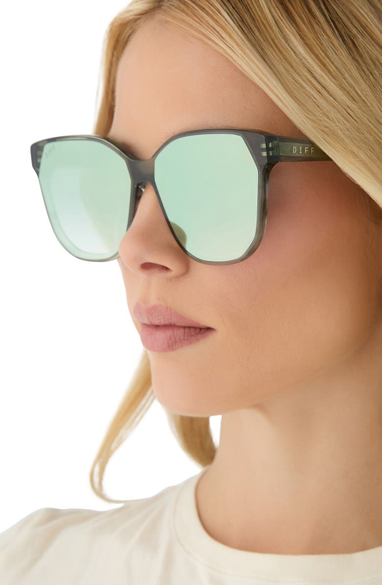 DIFF Gia 62mm Oversize Square Sunglasses, Alternate, color, Cool Matcha Mirror