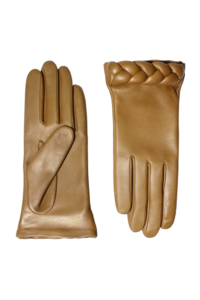 New Edith Lambskin Glove Lined in Cashmere with Braided Cuff, Main, color, Toscana
