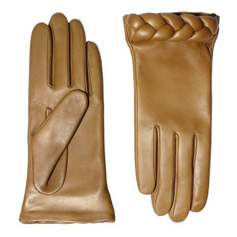 New Edith Lambskin Glove Lined in Cashmere with Braided Cuff