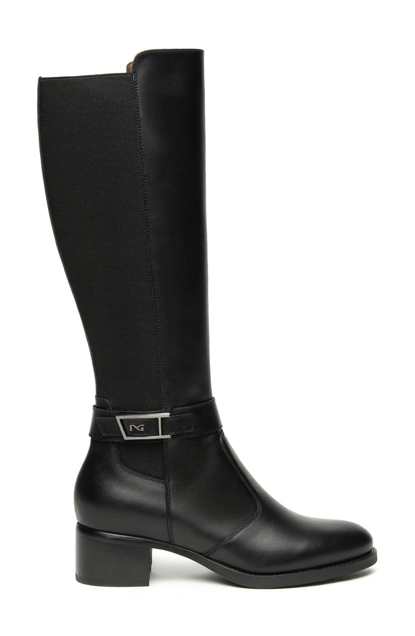 NeroGiardini Block Heel Tall Boot, Main, color, Black