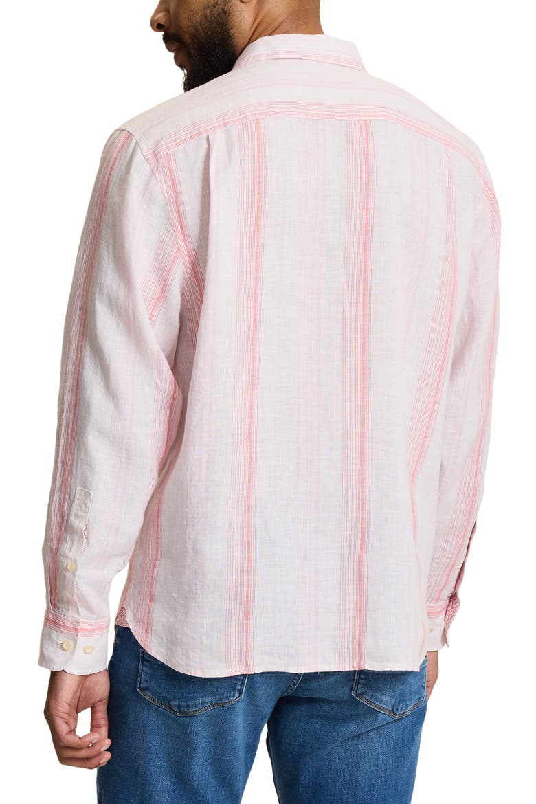 San Lucas Long Sleeve Striped Linen Shirt, Alternate, color, SPICED CRIMSON