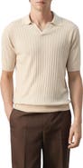 MANGO Regular Fit Linen Blend Rib Polo