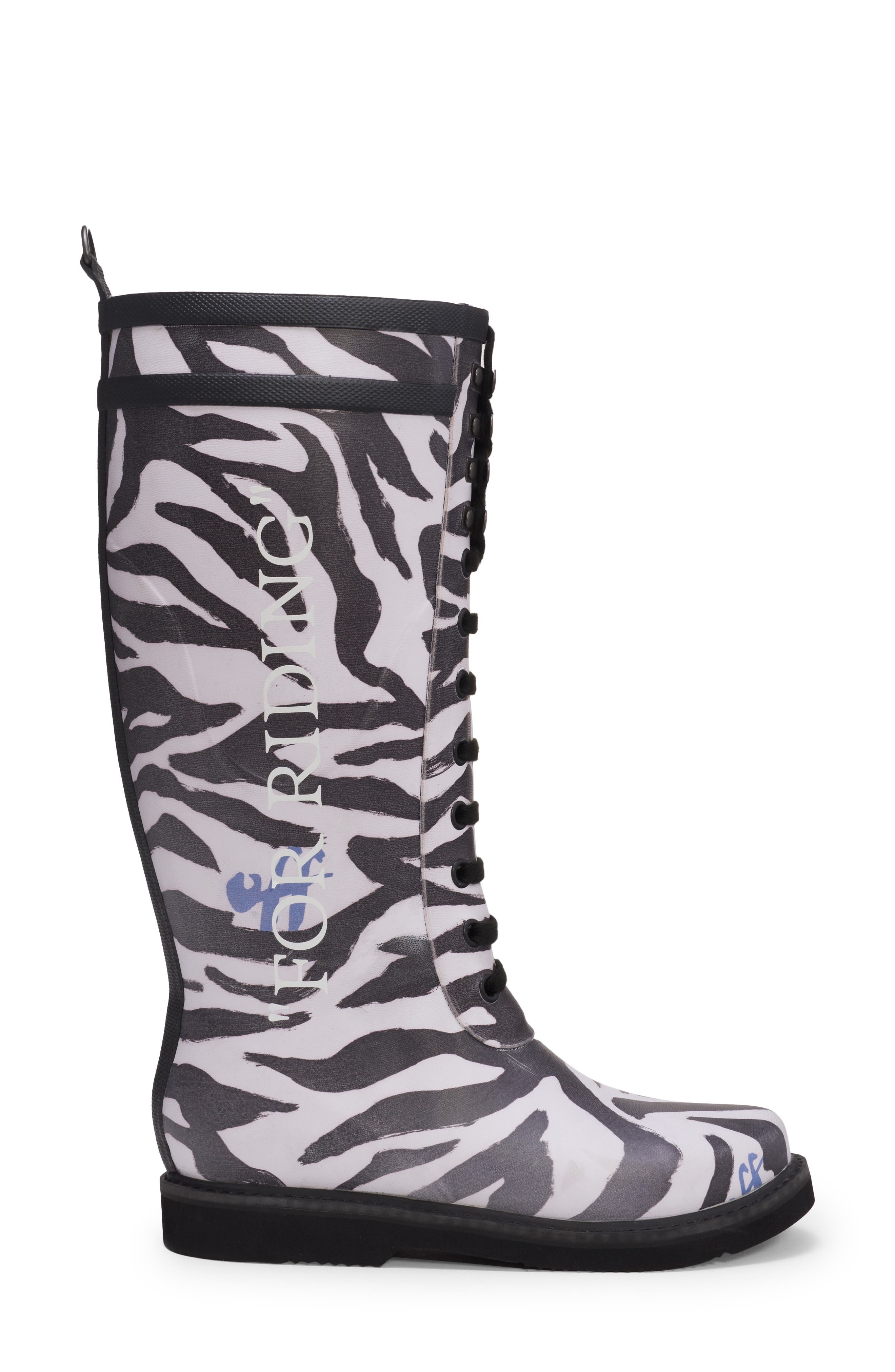Off-White Zebra Print Rain Boot, Alternate, color, 