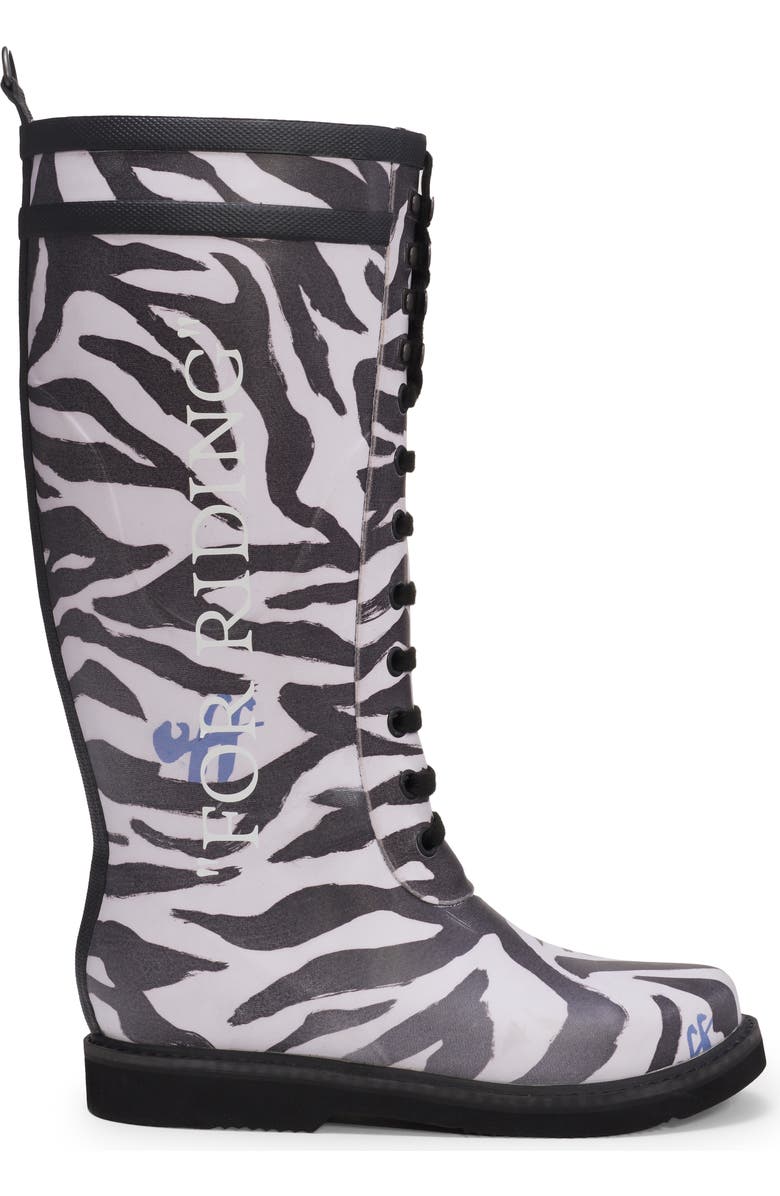 Off-White Zebra Print Rain Boot, Alternate, color,