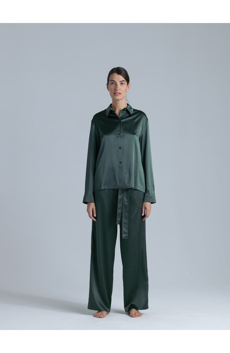 Alas Silk Long Sleeve Shirt, Alternate, color, Rich Green