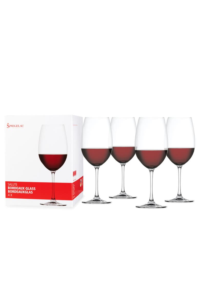 SPIEGELAU Salute Bordeaux Wine Glass Set of 4, Main, color, Clear
