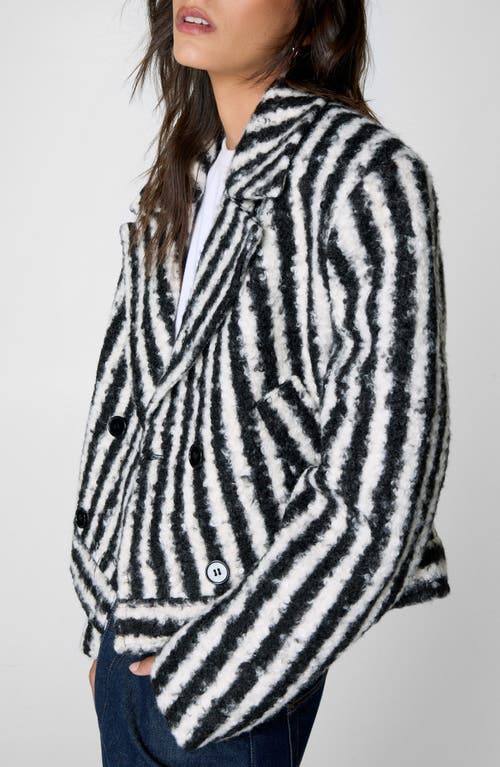 Nasty Gal Stripe Texture Double Breasted Jacket