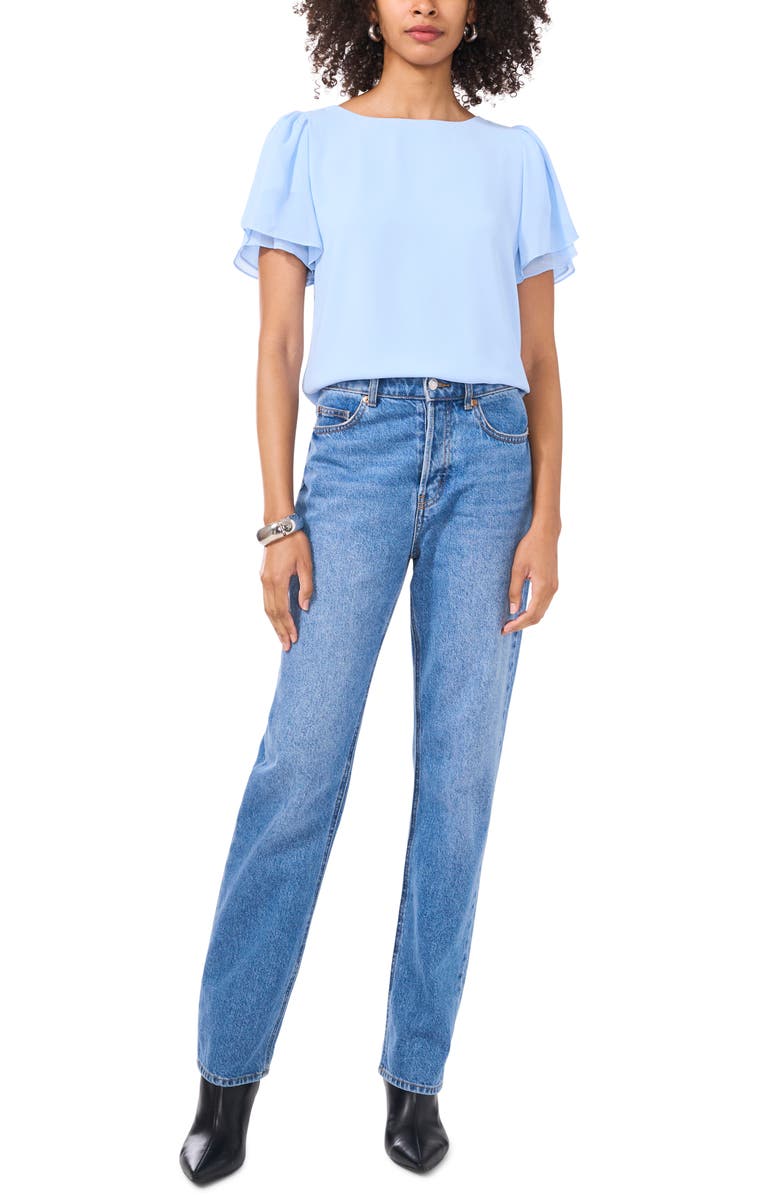 Vince Camuto Tulip Sleeve Chiffon Top, Alternate, color, Sky