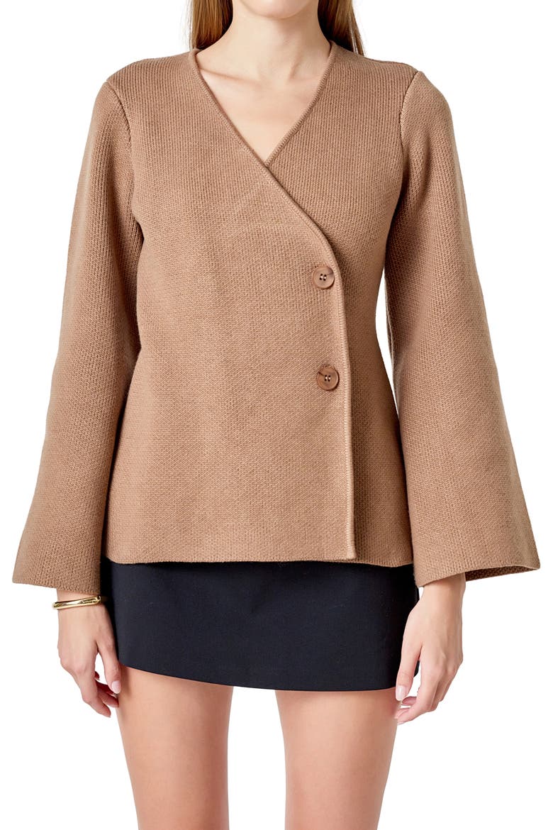 Wrap Look Cardigan, Main, color, MOUSSE