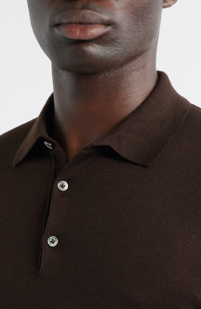 Jack Victor Long Sleeve Wool & Silk Polo Sweater, Alternate, color, Brown