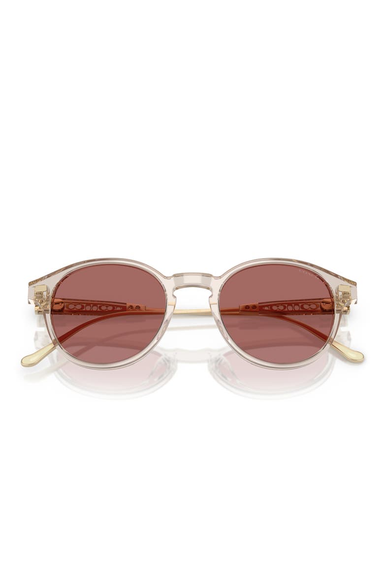 50mm Round Sunglasses, Alternate, color, TRANSPARENT SAND / WINE SOLID