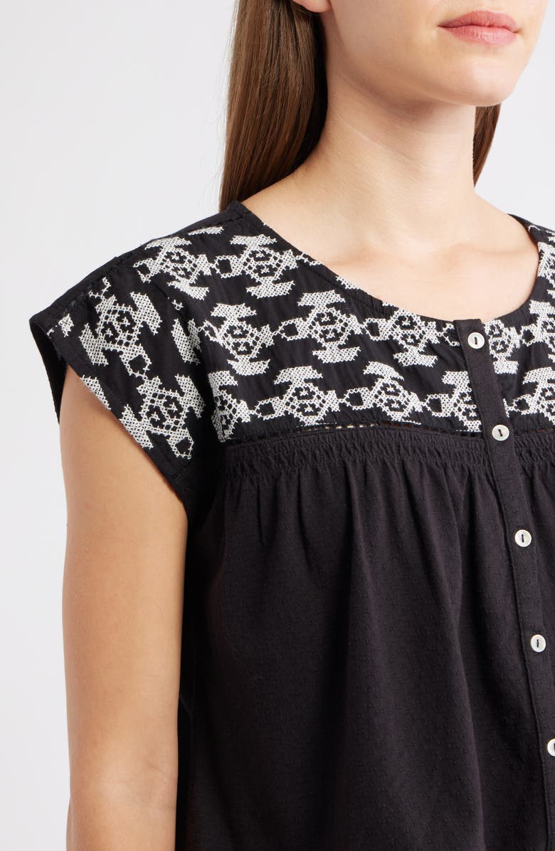 Lucky Brand Embroidered Sleeveless Top, Alternate, color, Meteorite