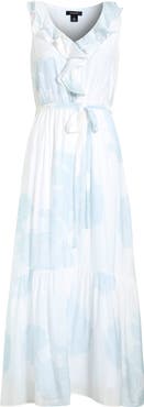 Halogen® Ruffle Metallic Tie Waist Sleeveless Maxi Dress