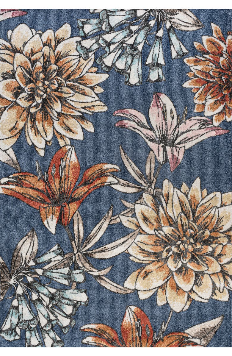 JONATHAN Y Giglio Modern Botanical Flower Area Rug, Main, color, Blue/Orange/Cream