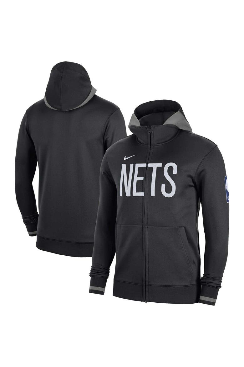 Men's Nike Black Brooklyn Nets Authentic Showtime Performance Full-Zip Hoodie, Main, color, Black