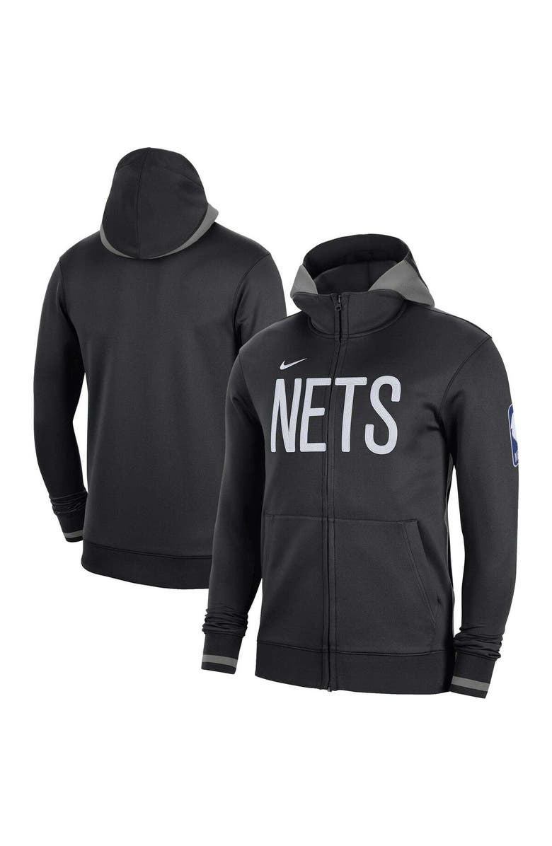 Nike Men's Nike Black Brooklyn Nets Authentic Showtime Performance Full-Zip Hoodie, Main, color, Black