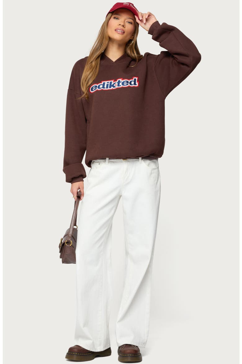 Sweet Treat Logo Oversize Hoodie, Alternate, color, BROWN