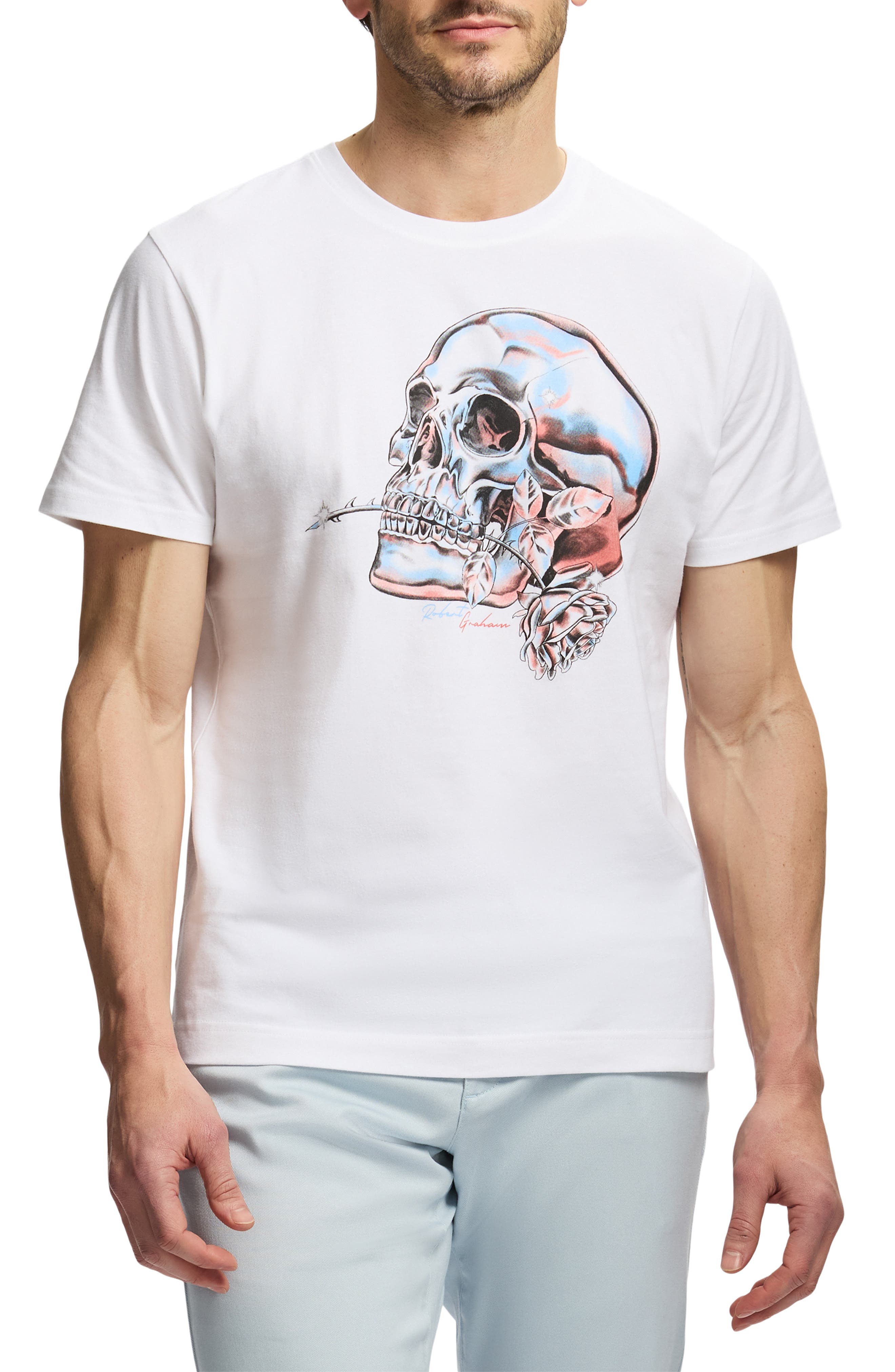 Robert Graham Chrome Skull Knit Graphic T-Shirt