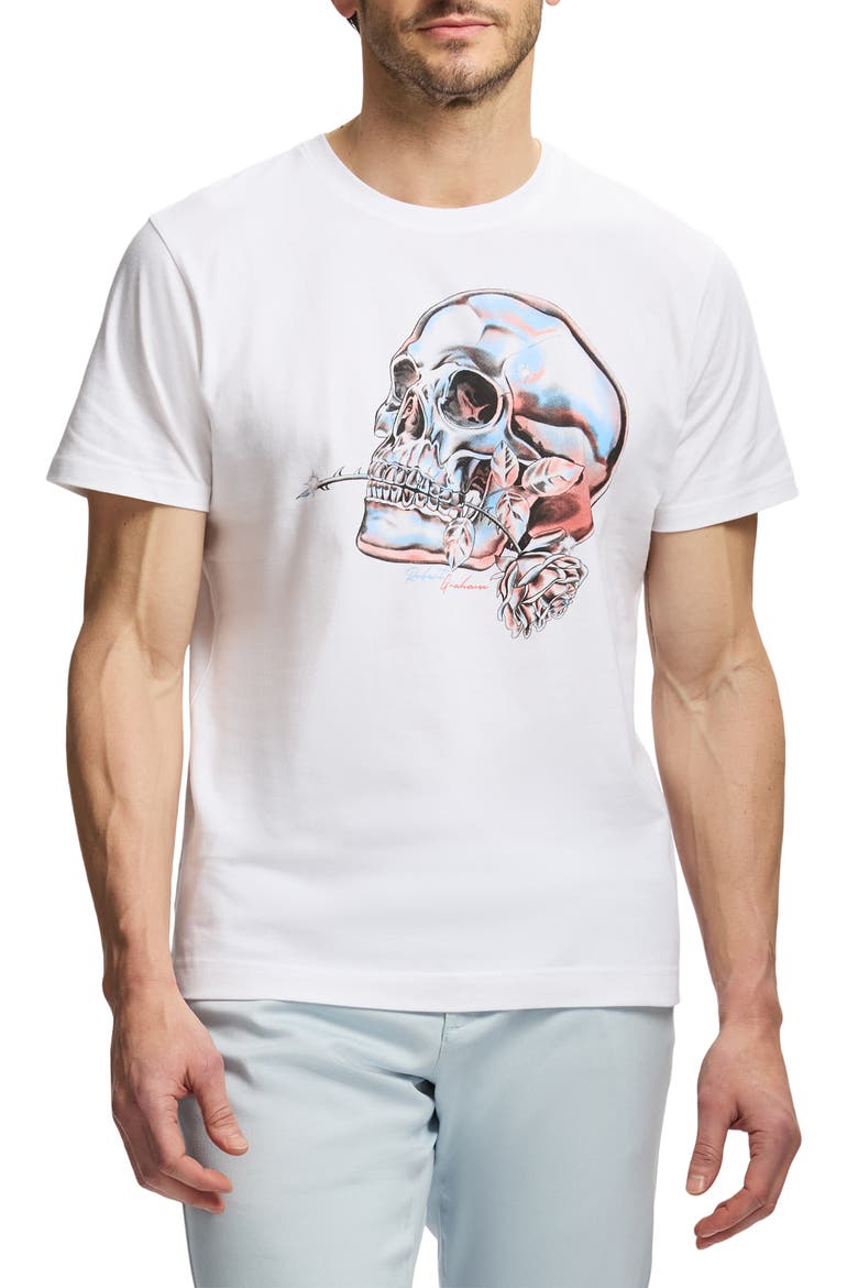 Chrome Skull Knit Graphic T-Shirt, Main, color, WHITE