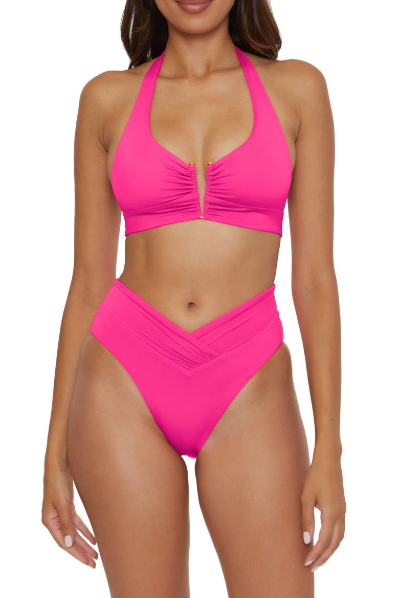 Color Code High Waist Bikini Bottoms, Alternate, color, COSMOPOLITAN