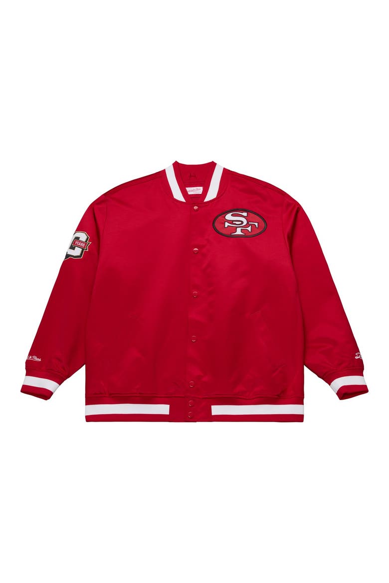 Men's Mitchell & Ness Scarlet San Francisco 49ers 80th Anniversary Heavyweight Satin Full-Snap Jacket, Alternate, color, Scarlet