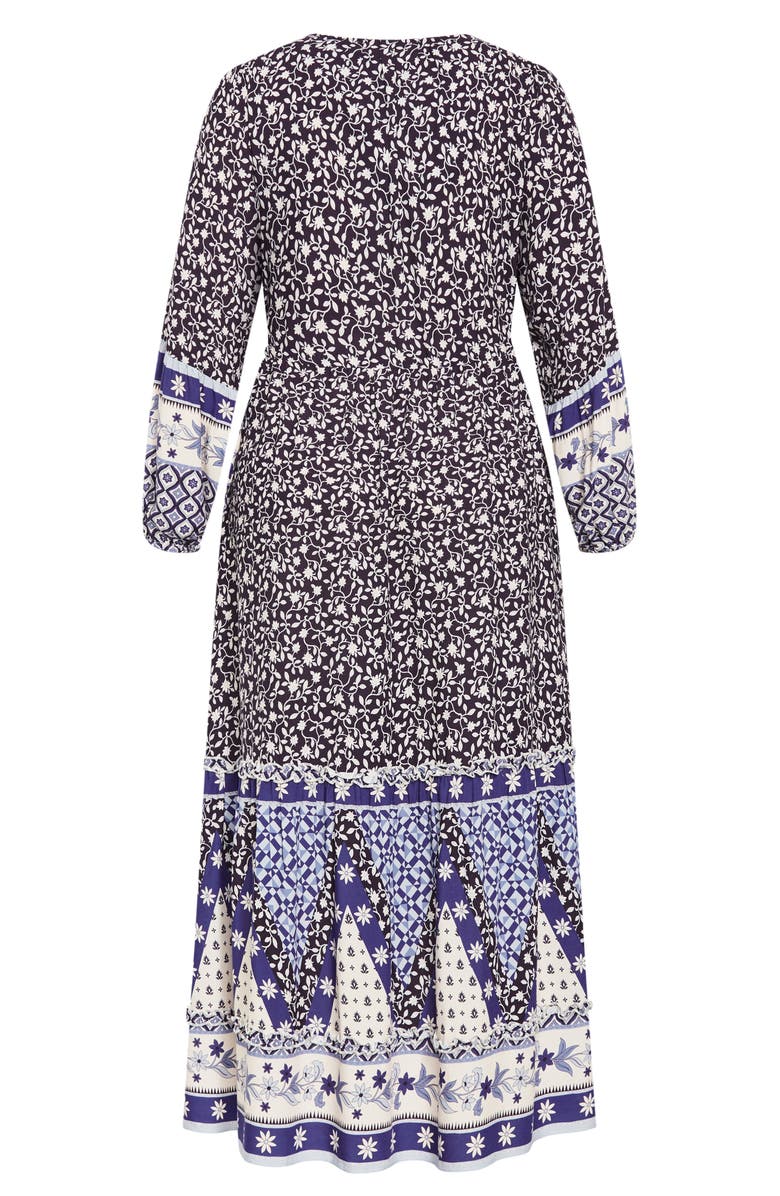 City Chic Faith Border Print Long Sleeve Maxi Dress, Alternate, color, Eternal Border