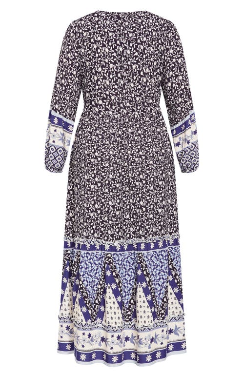 Shop City Chic Faith Border Print Long Sleeve Maxi Dress In Eternal Border