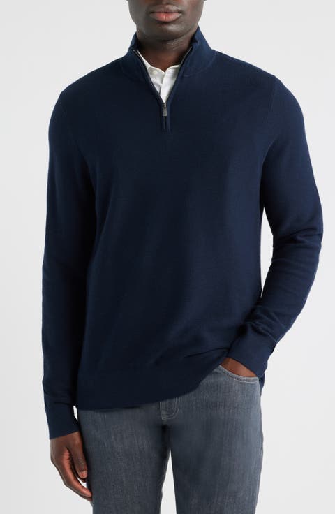 Linen & Cotton Blend Quarter Zip Sweater