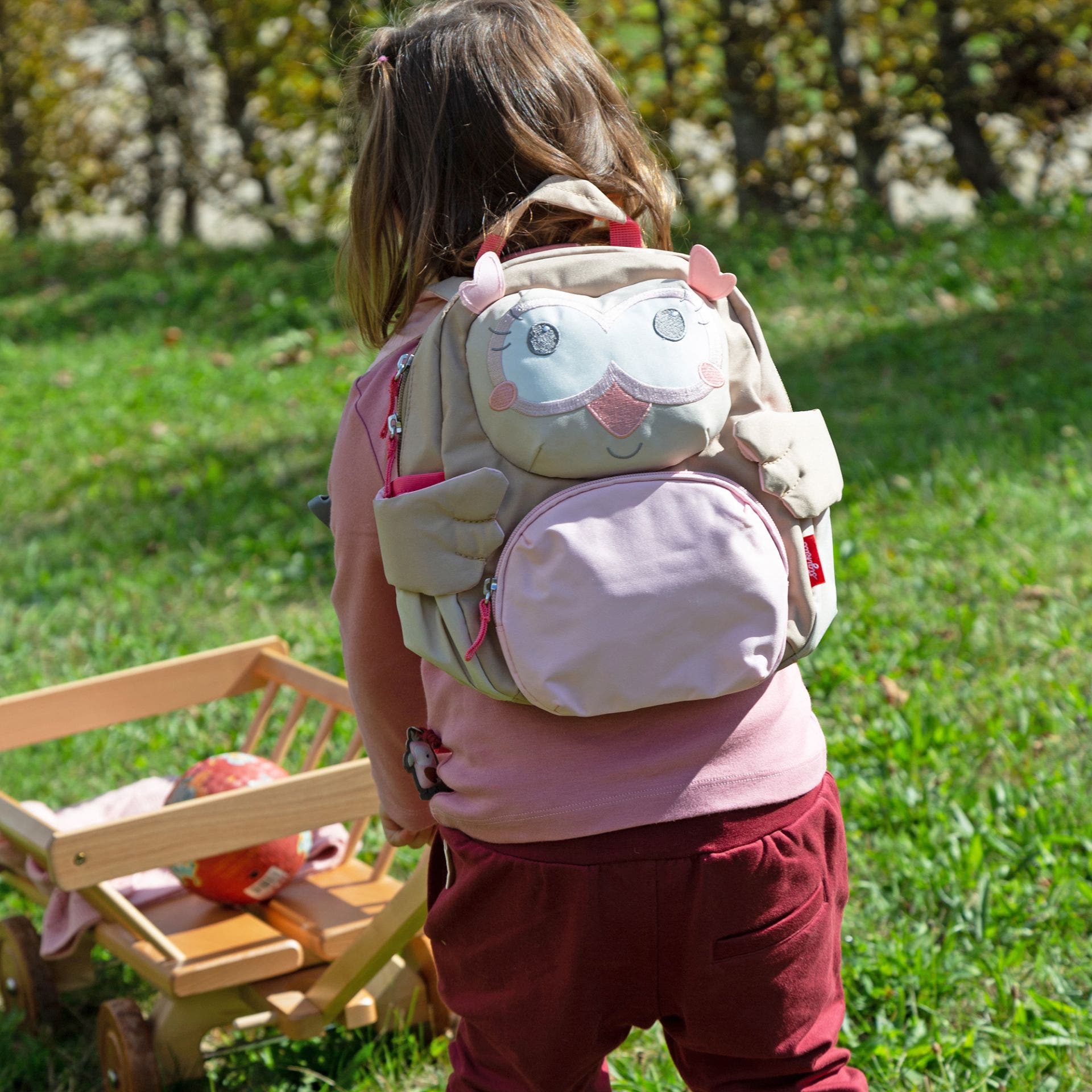 Owl Backpack, Alternate, color, Brown and pink