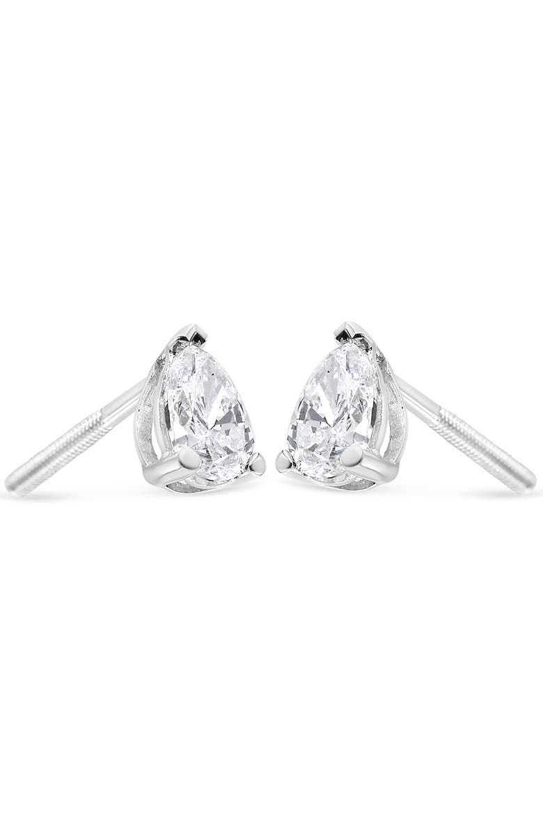 14K White Gold 1.0 Ct Pear Shape Solitaire Lab Grown Diamond Stud Earrings, Alternate, color, White