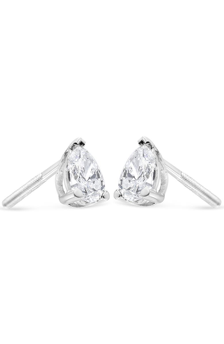 Haus of Brilliance 14K White Gold 1.0 Ct Pear Shape Solitaire Lab Grown Diamond Stud Earrings, Alternate, color, White