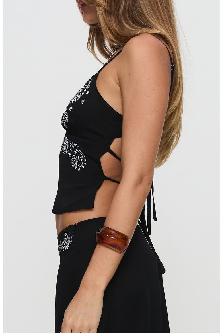 Pappilion Embroidered Open Back Camisole, Alternate, color, BLACK