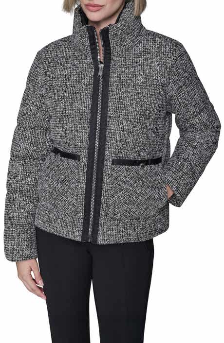 KARL LAGERFELD PARIS Short Tweed Puffer Jacket