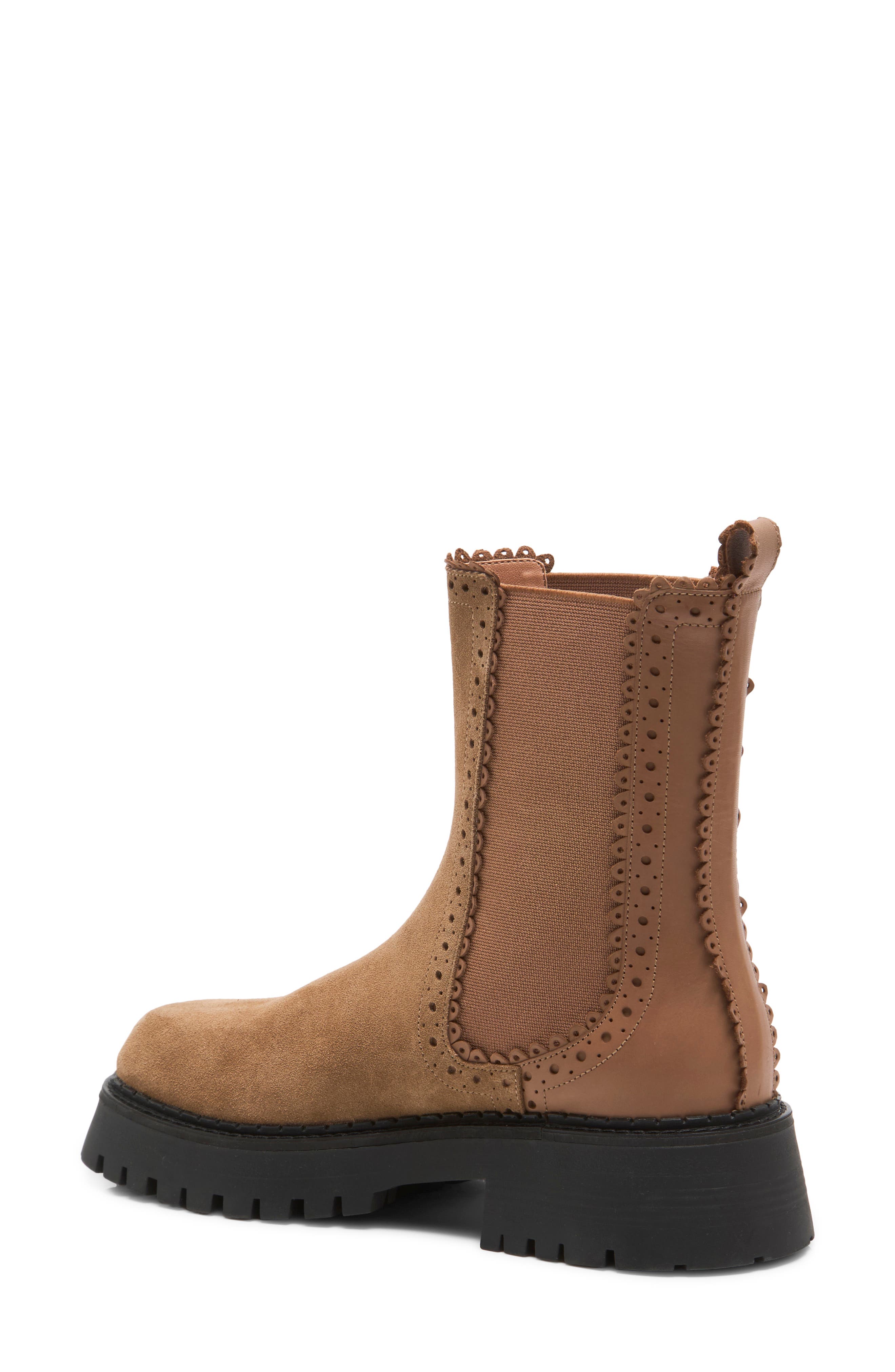 Tried and True Leather Brogue Bootie, Main, color, CAMEL SUEDE