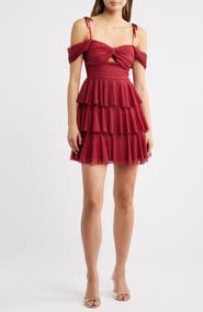 Emerald Sundae Glitter Layered Ruffle Tie Strap Minidress