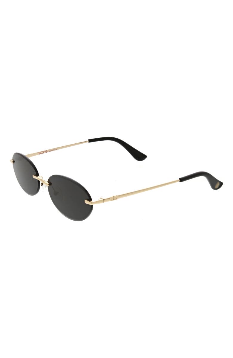 BCBGeneration 65mm Rimless Oval Sunglasses, Alternate, color, Black/ Shiny Gold