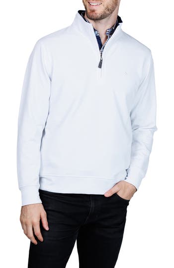 Tailorbyrd Fleece Quarter Zip Jacket In White