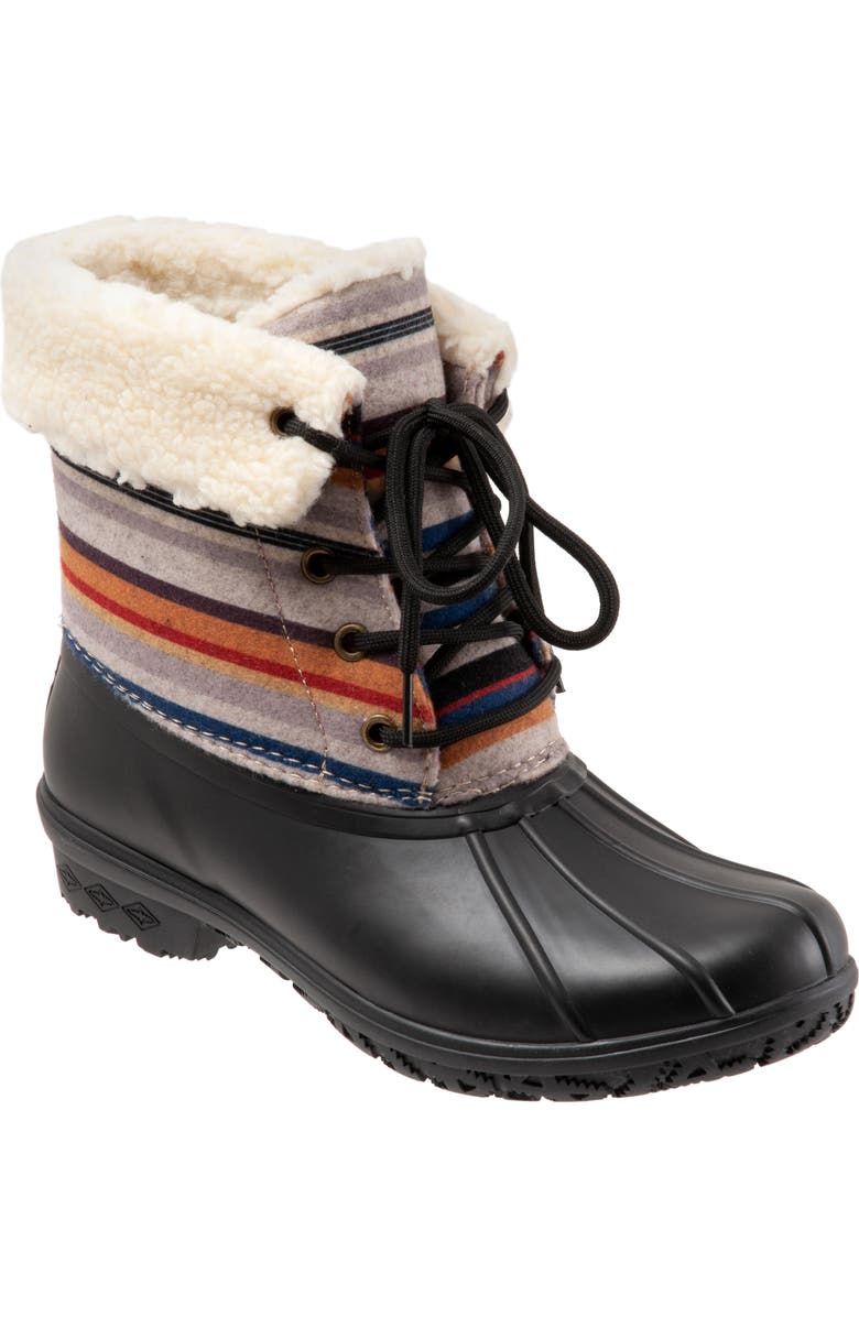 Pendleton Bridger Stripe Waterproof Faux Shearling Lined Boot, Main, color,