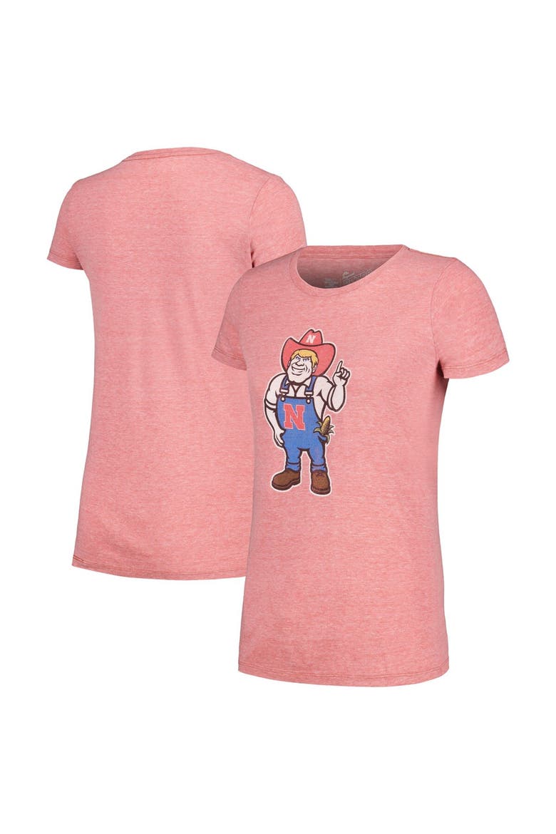 Women's Original Retro Brand Heathered Scarlet Nebraska Huskers Tri-Blend Crew Neck T-Shirt, Alternate, color, Scarlet