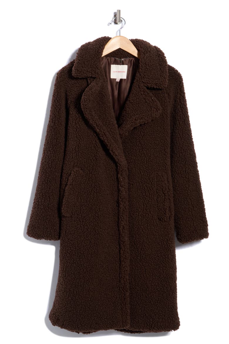 Missy Faux Shearling Coat, Alternate, color, CHOCOLATE