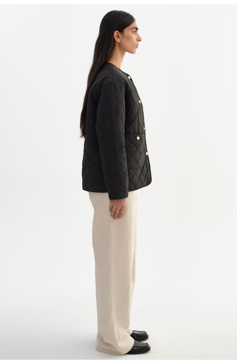 LAMARQUE Hera | Quilted Collarless Jacket, Alternate, color, Black