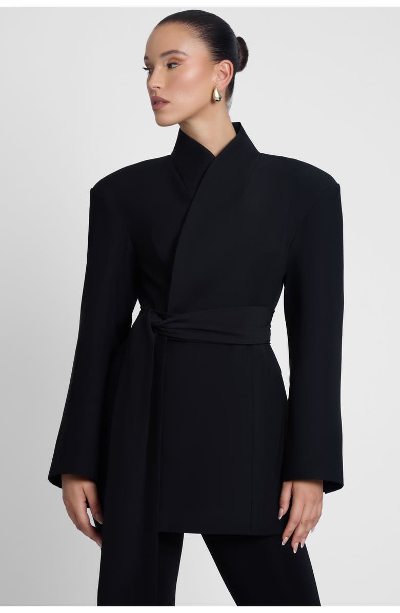 LEAU Cairo Hourglass Belted Coat, Alternate, color, Black