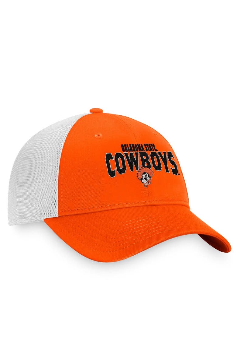 TOP OF THE WORLD Men's Top of the World Orange/White Oklahoma State Cowboys Breakout Trucker Snapback Hat, Alternate, color, 