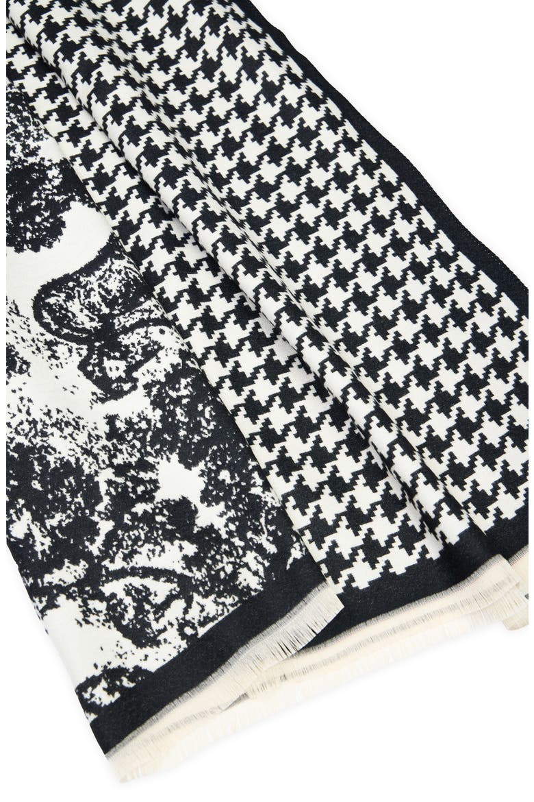 Reversible Houndstooth Print Scarf, Alternate, color, BLACK