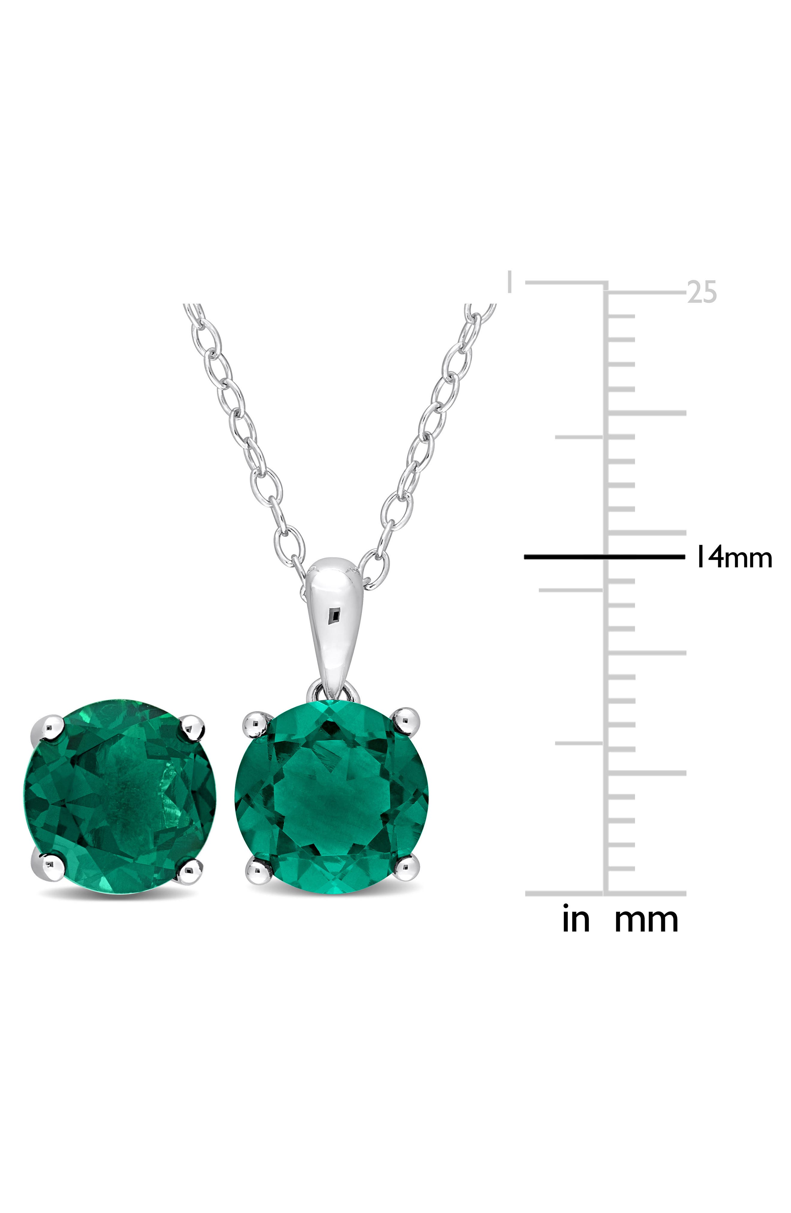 DELMAR Lab Grown Emerald Earrings & Necklace Set (Women) | Nordstromrack