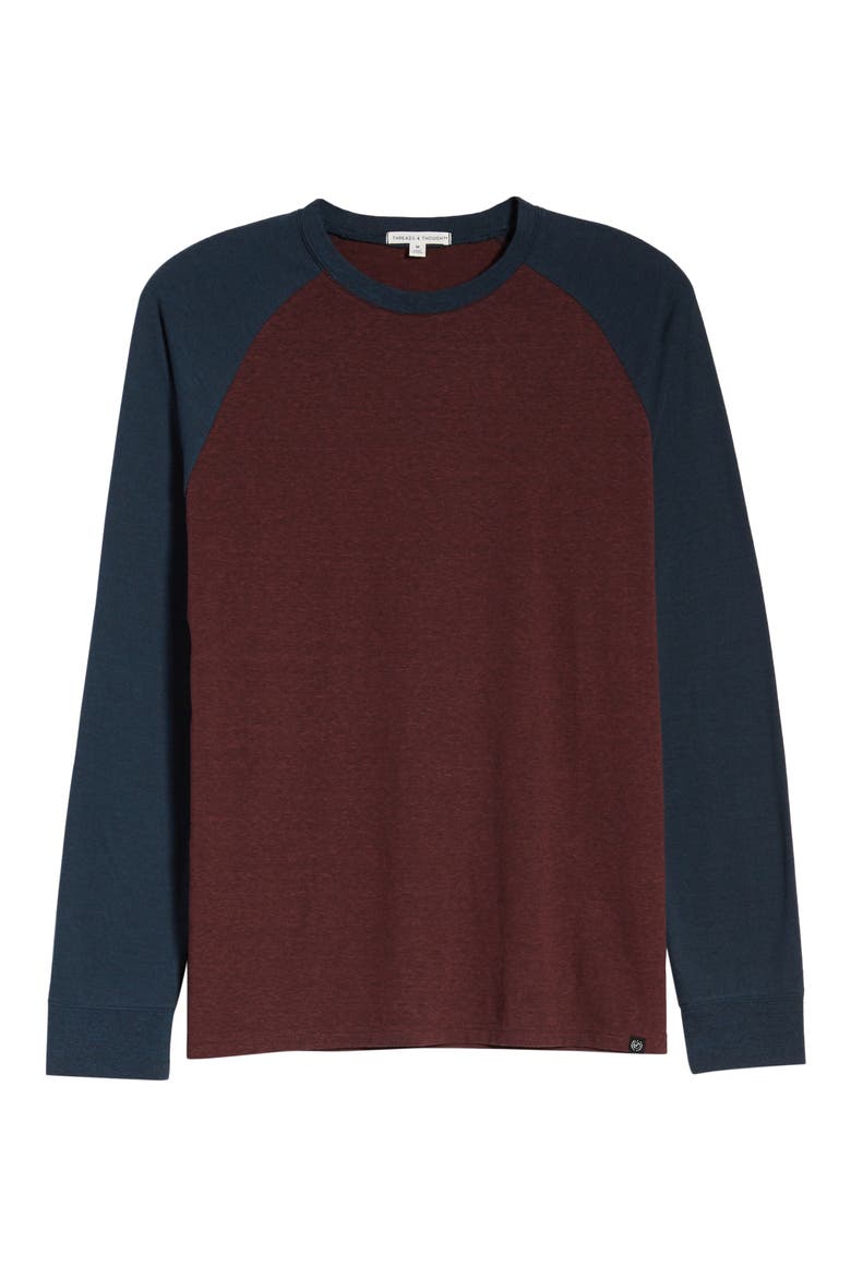 Raglan Long Sleeve Crewneck T-Shirt, Alternate, color, MAROON RUST/MIDNIGHT