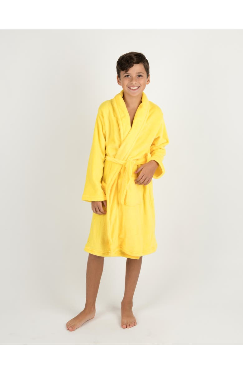 Leveret Kids Fleece Robe, Shawl Collar, Solid Colors, Main, color, Yellow