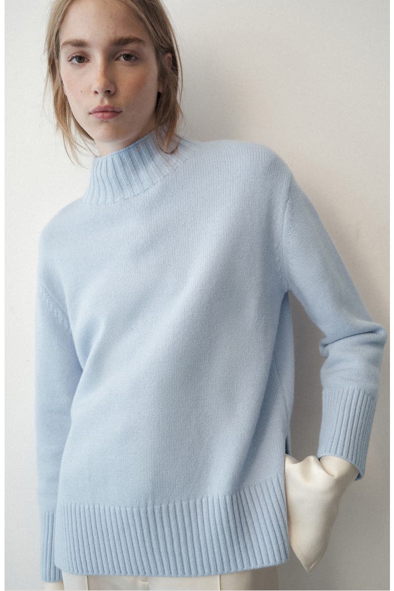 Mock Neck Sweater, Alternate, color, SKY BLUE