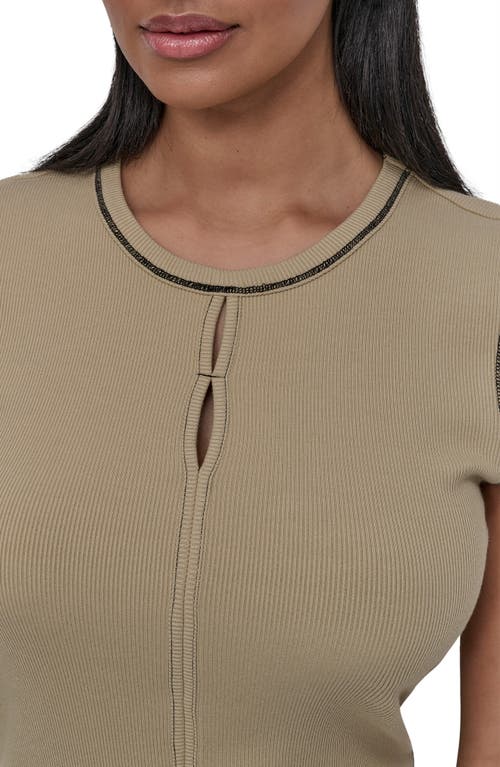 Dkny Contrast Stitch Rib Knit T-shirt